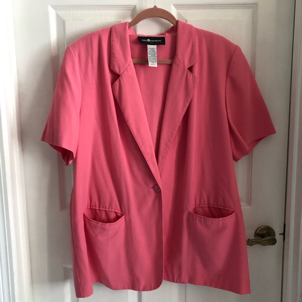 Sag Harbor blazer short sleeve coral notch lapel single button lightweight